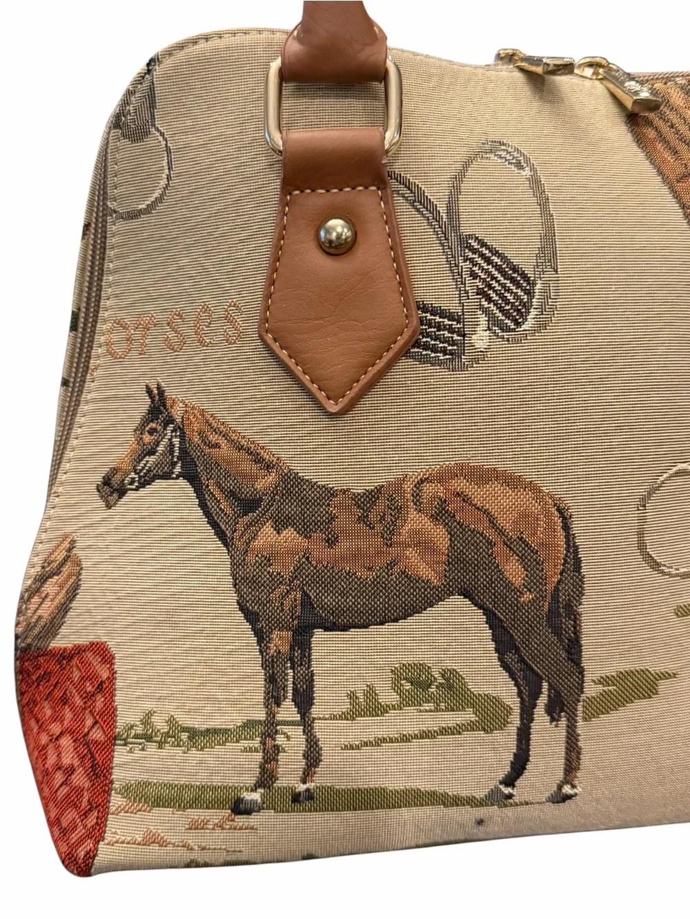 Signare Tapestry Equestrian Top Handle Bag Horses Satchel Crossbody Western